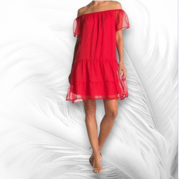 Wrapper Women’s Red Summer Chiffon Overlay Dress With Lining Size: M - Picture 1 of 8